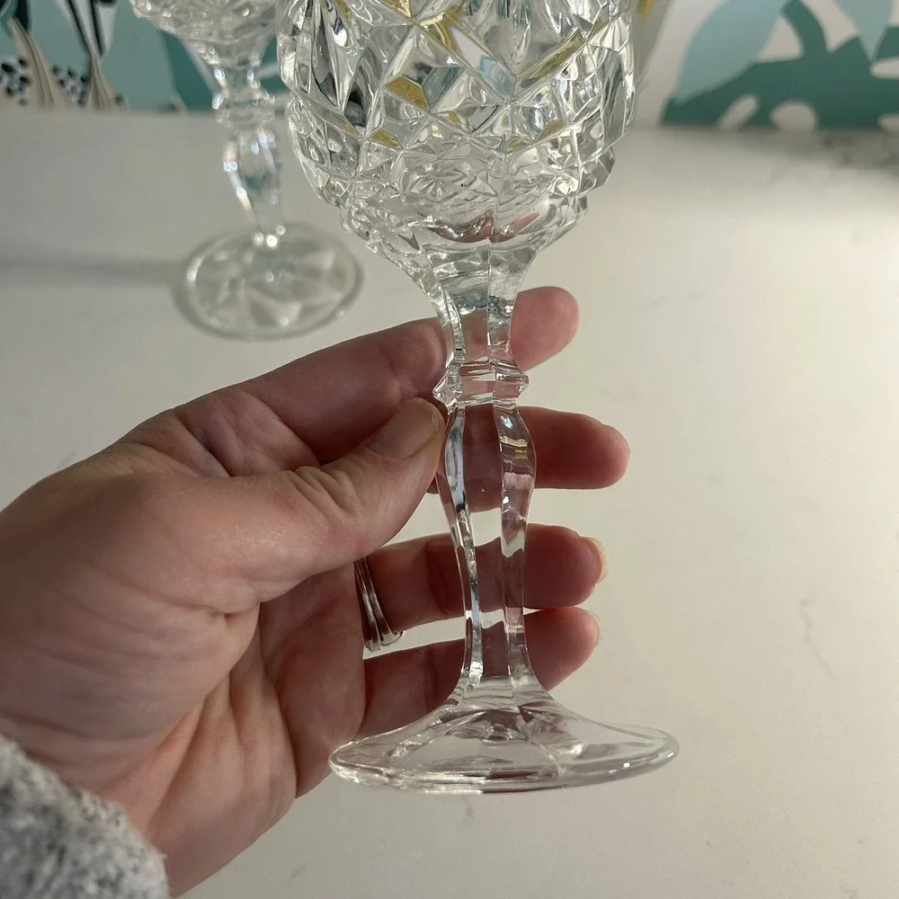 Set Of 2‎ Action Industries Ai-2 Crystal Wine Glass Goblet Stemware Diamond